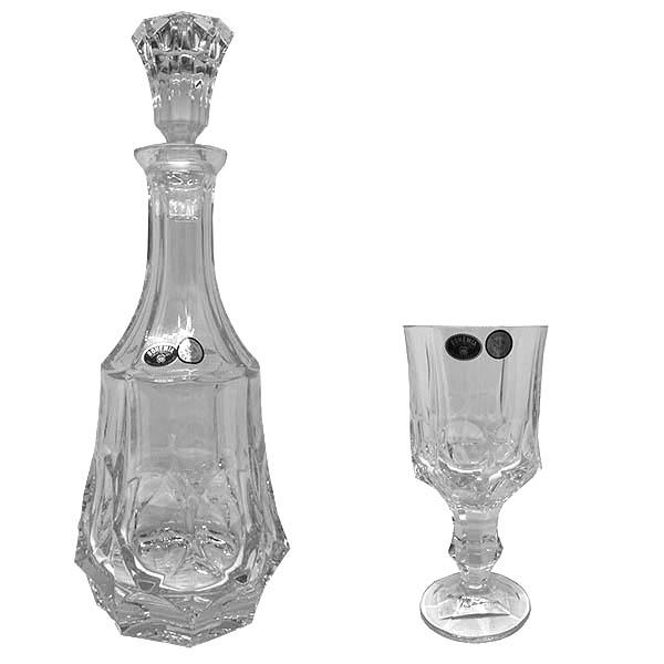 Комплект 5 чаши 250 ml и бутилка Soho - Crystal Bohemia